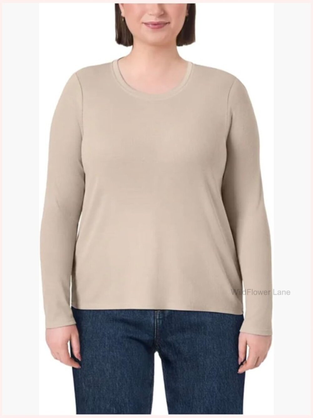 GRS Certified Recycled Long Sleeve Scoop Neck Peasant Top